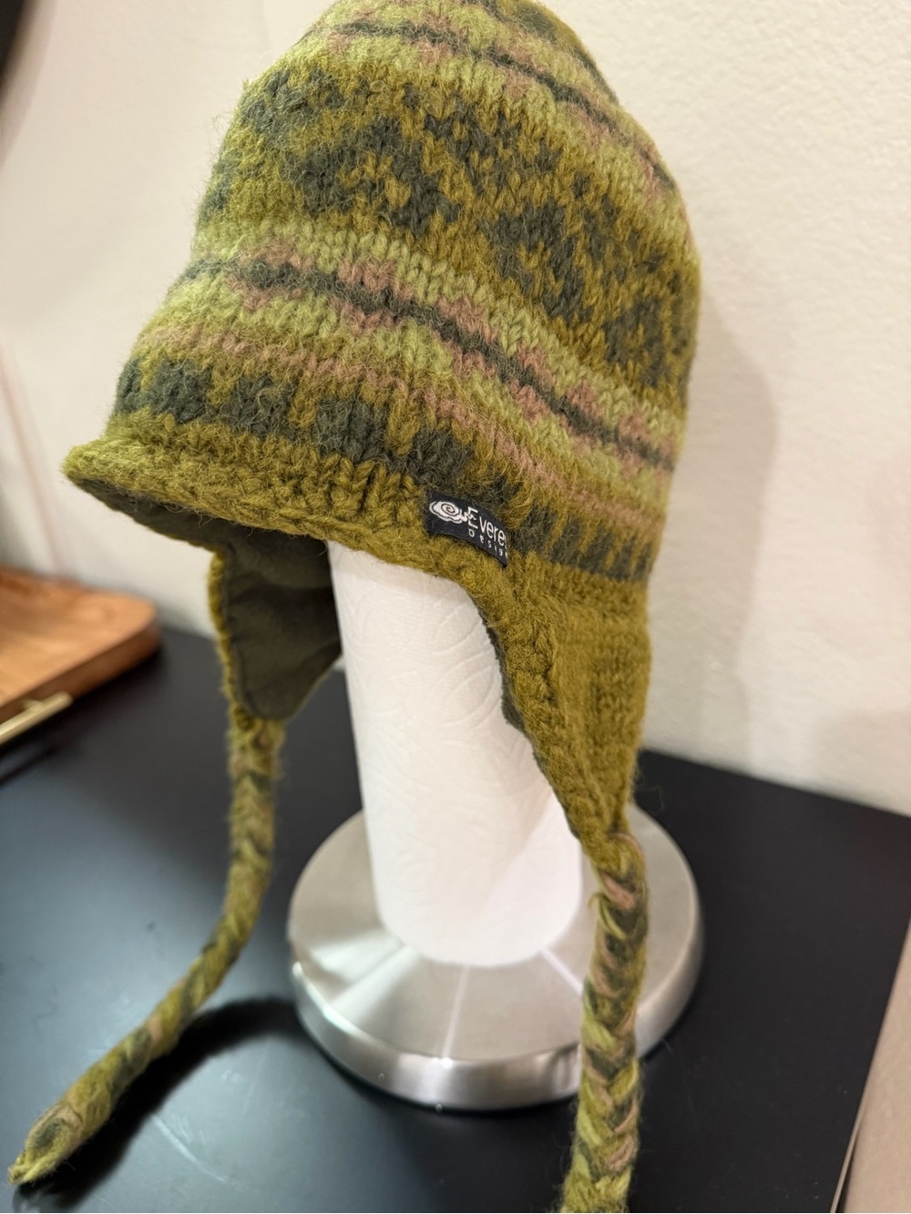 Olive Green Earflap Knit Hat